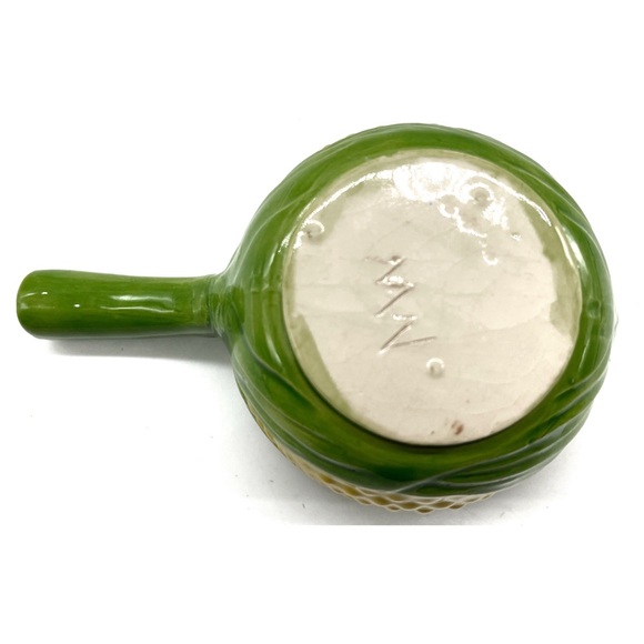 Vintage Ceramic Corn On The Cob Tea Light Butter Warmer Green Yellow - Picture 8 of 8